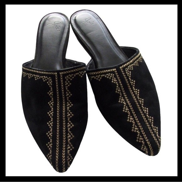 Joie Adia Mules  Embroidered Flats Shoes - Picture 2 of 6